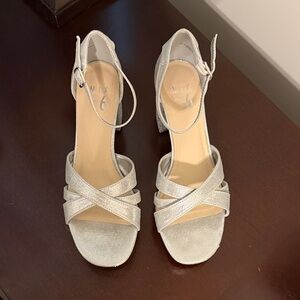 Mix No. 6 Shimmering Silver Strappy Heels